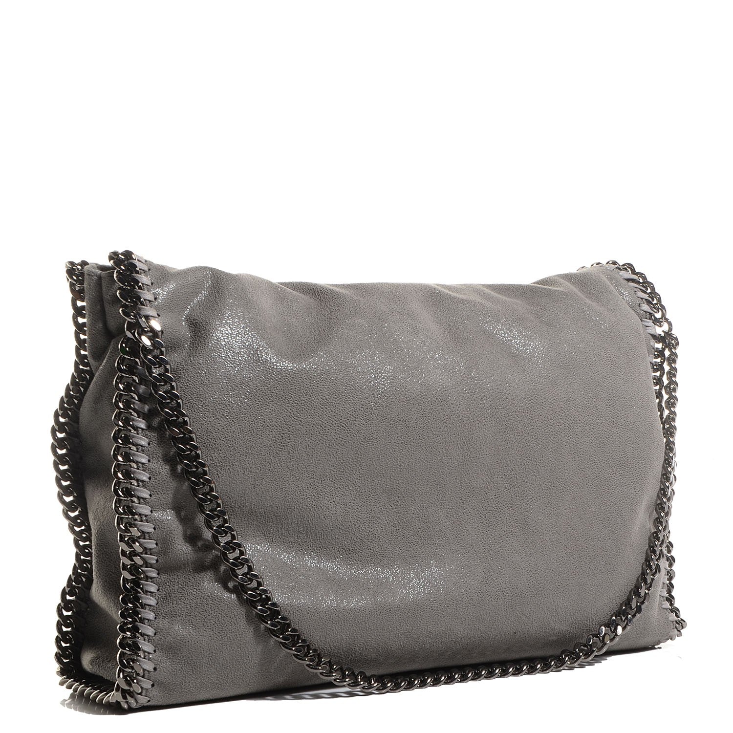 Stella McCartney Faux Leather Shaggy Deer Falabella Fold Over Tote Grey 3 of 9