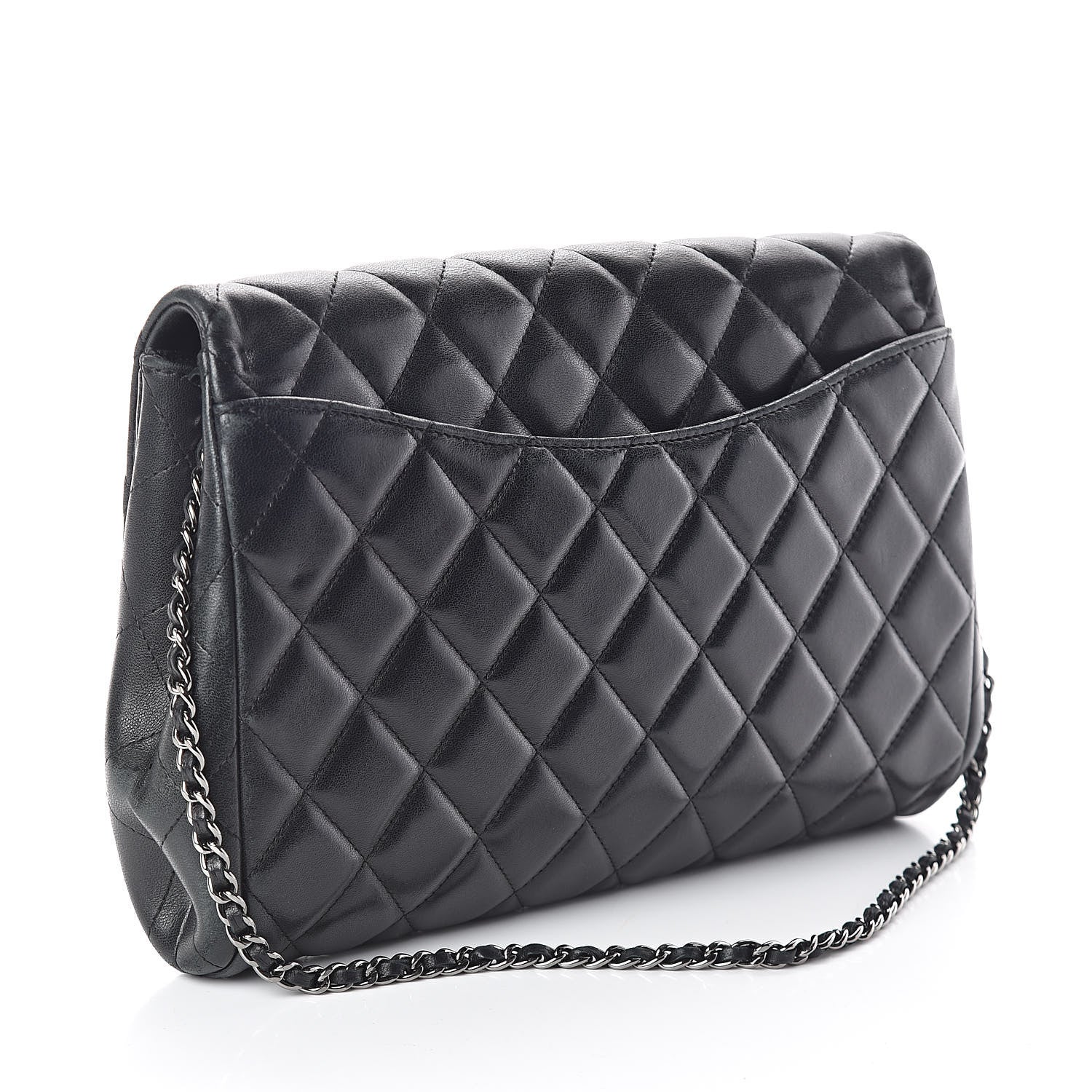 Chanel Lambskin Quilted Clutch With Chain Flap Black 3 of 10