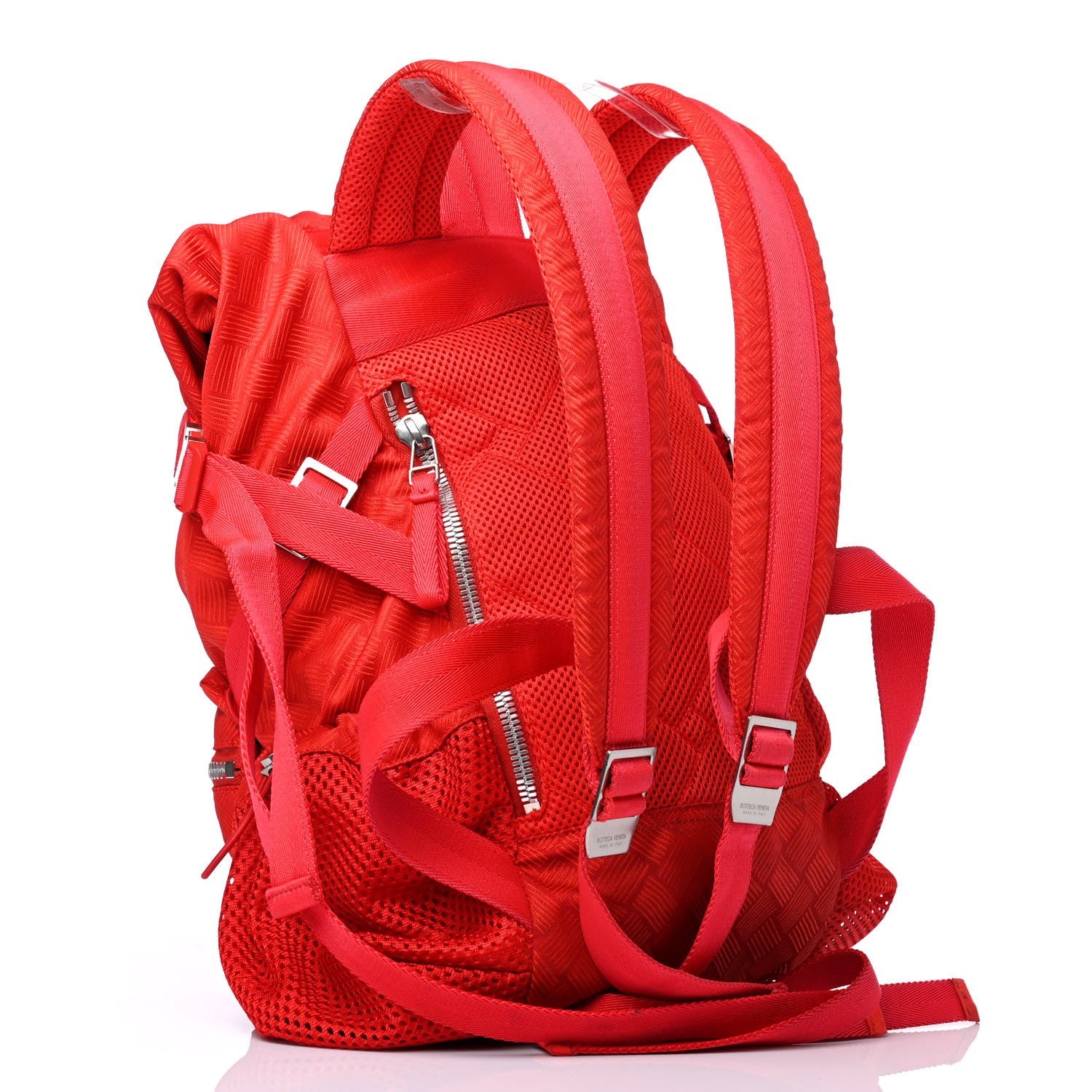 Bottega Veneta Econyl Jacquard Nylon Inrecciato Trekking Backpack Tomato 2 of 4