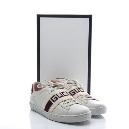 Gucci Calfskin Stripe Womens New Ace Sneakers 37 New Mystic White Ecru Red Flame 10 of 10