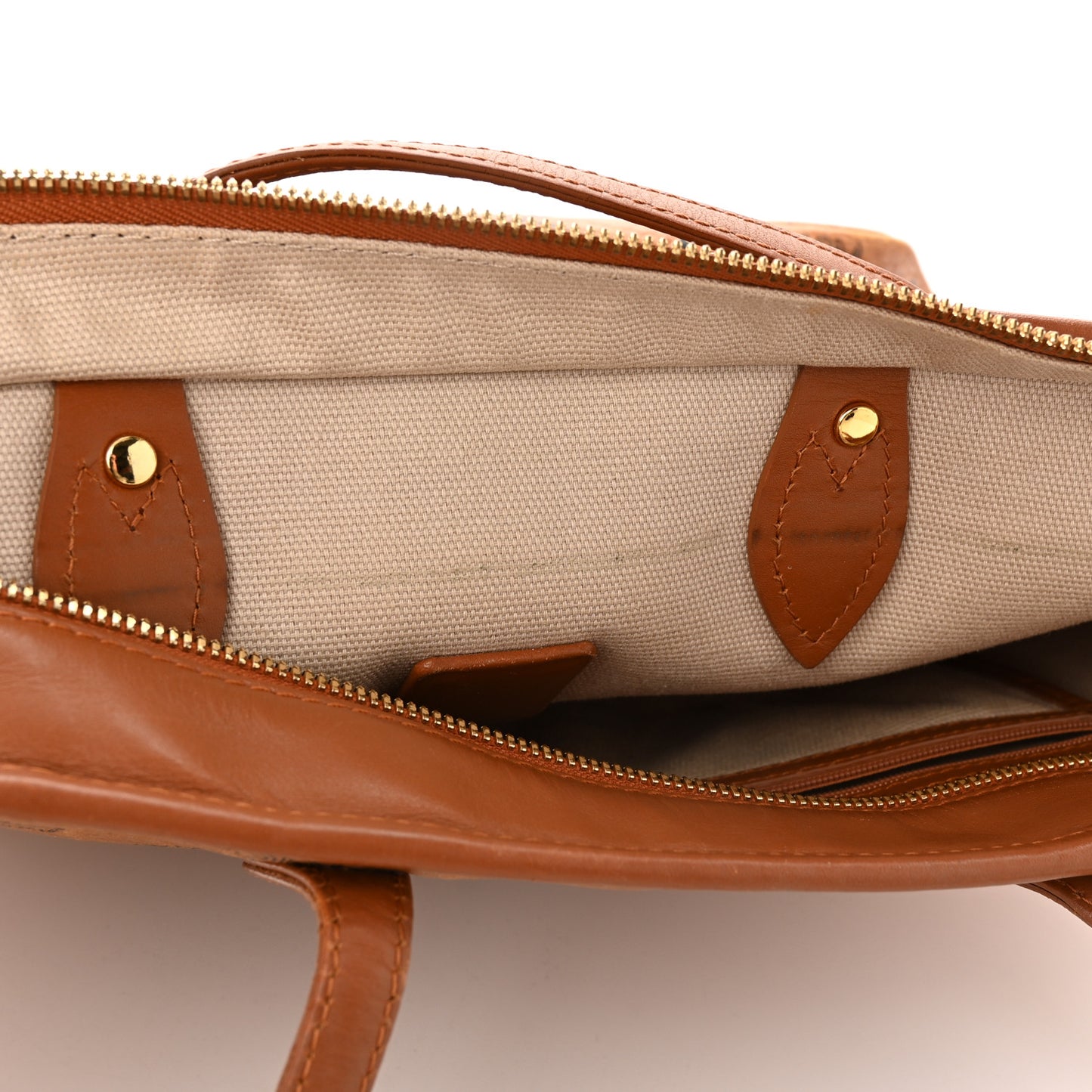 Visetos Dog Bone Striped Shopper Tote Cognac