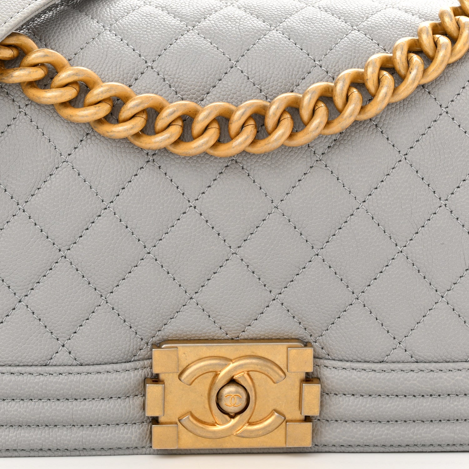 Chanel Caviar Quilted Medium Boy Flap Light Grey 8 of 10
