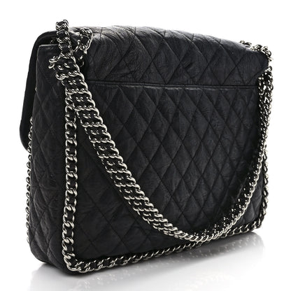 Chanel Washed Lambskin Quilted Maxi Chain Around Flap Black 3 of 9