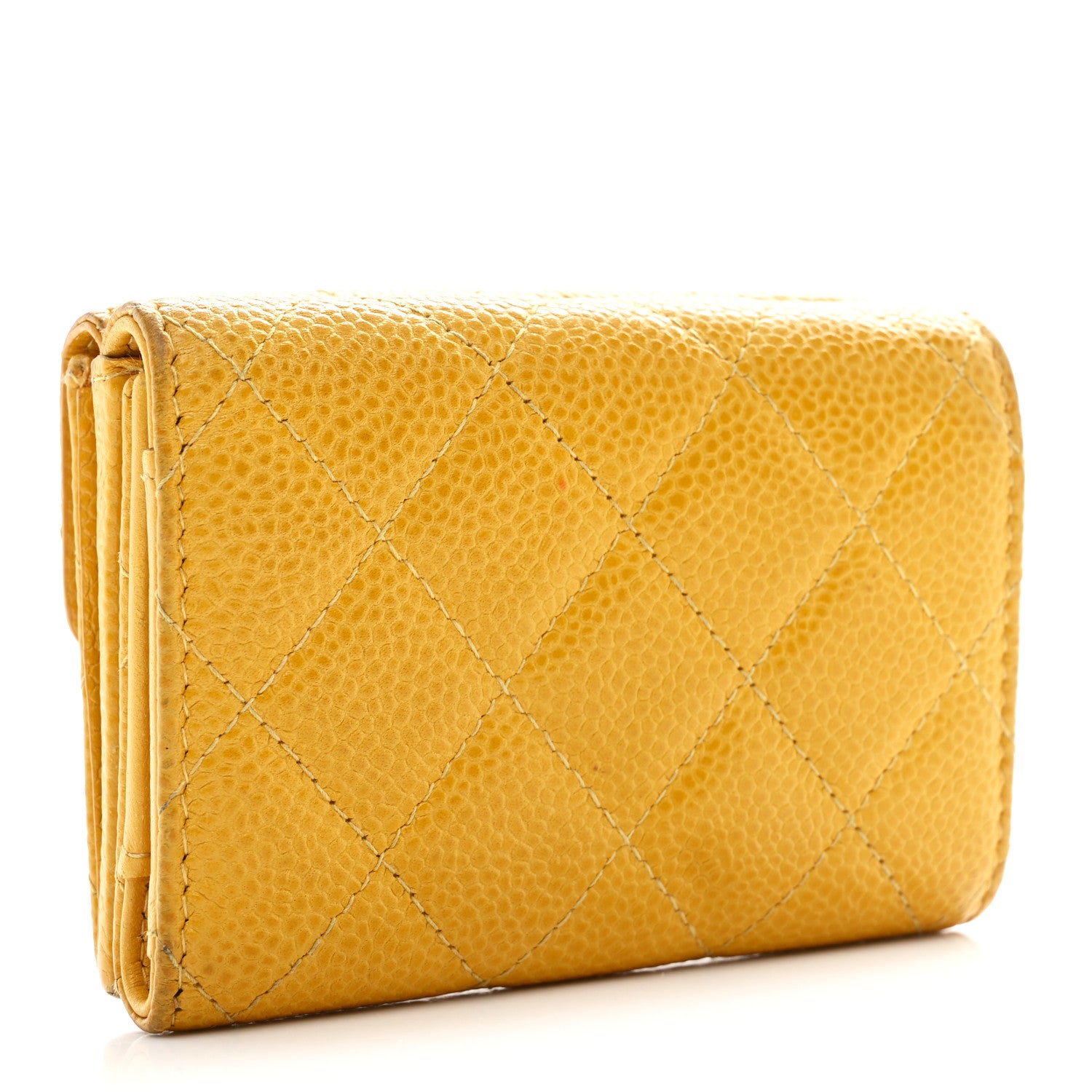 Chanel Caviar Quilted Double Flap Wallet Yellow 3 of 11