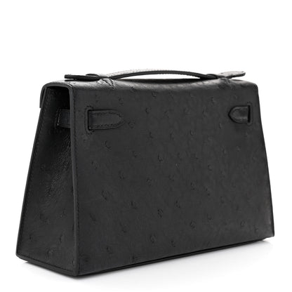 Hermes Ostrich Kelly Pochette Black 4 of 11