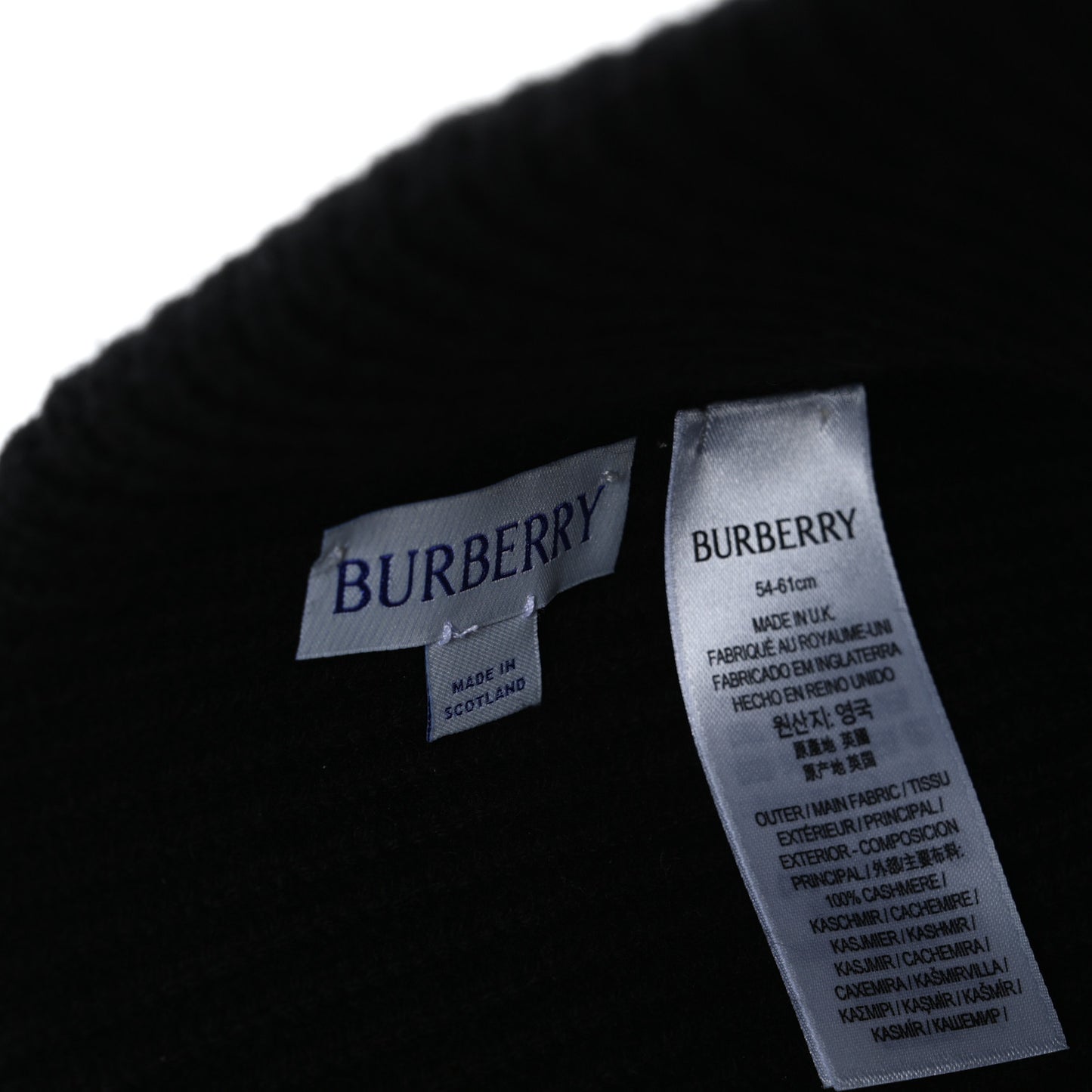 Cashmere Ribbed Beanie Hat Black
