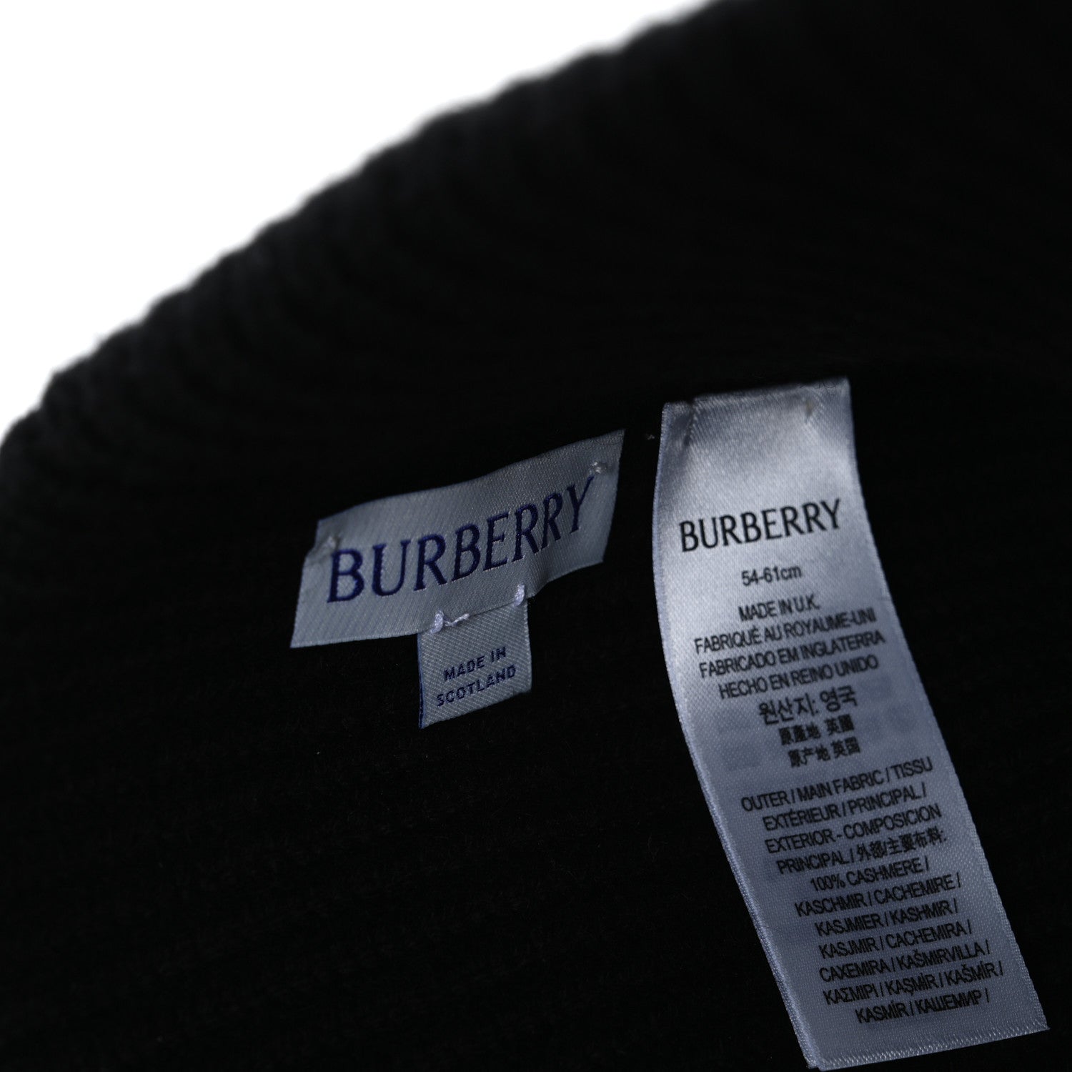 Burberry Cashmere Ribbed Beanie Hat Black 5 of 5