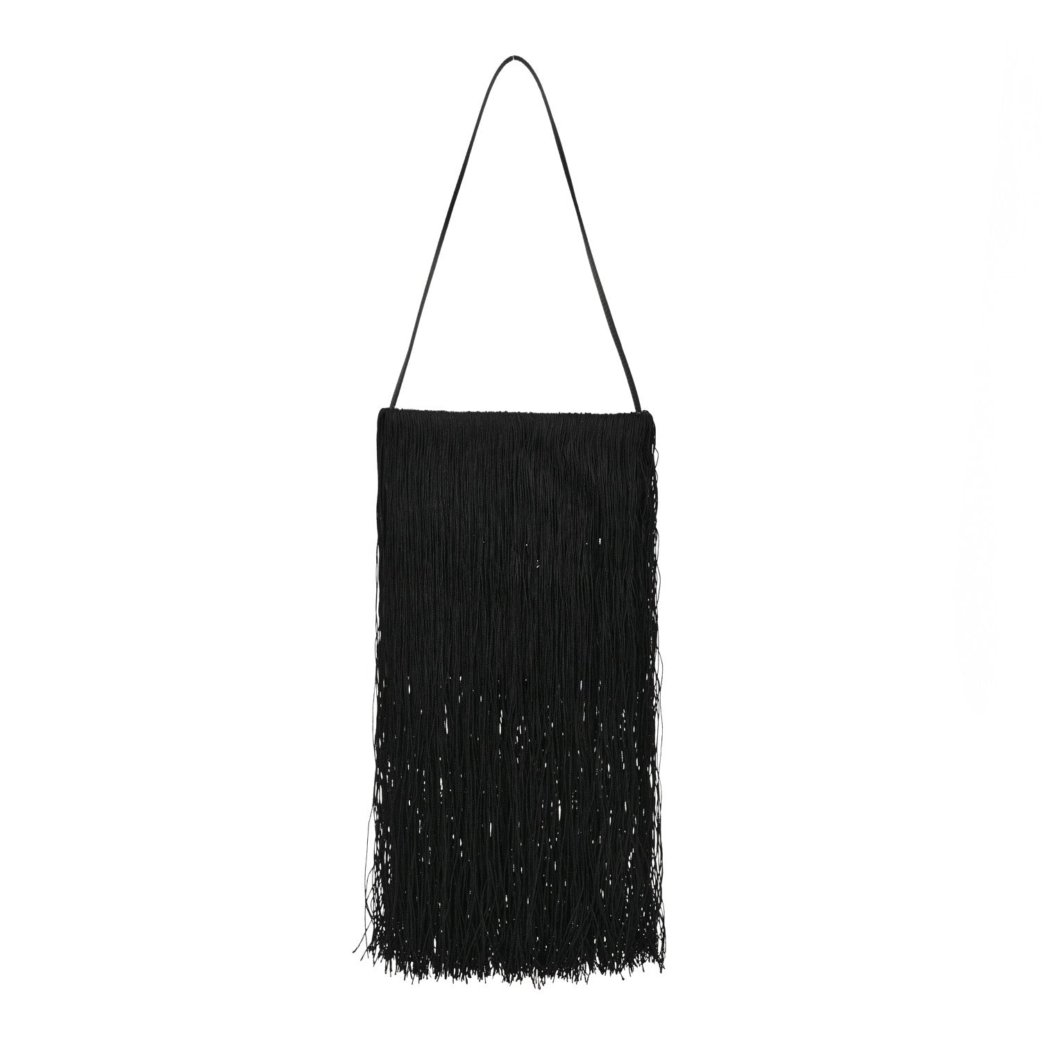 Alexander Wang Satin Crystal Fringe Shoulder Bag Black 1 of 13