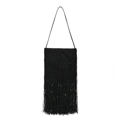 Alexander Wang Satin Crystal Fringe Shoulder Bag Black 1 of 13