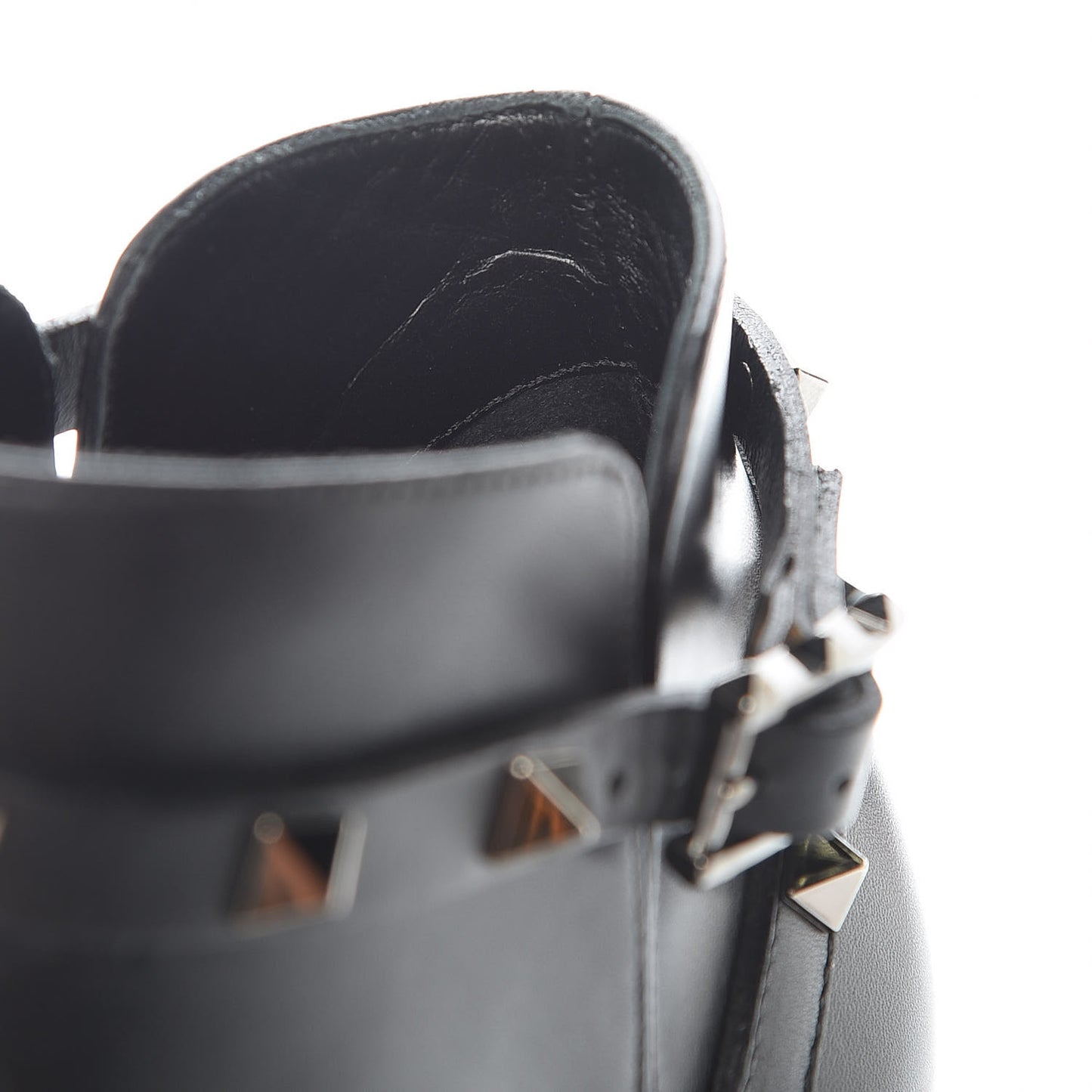 Calfskin Rockstud Double Buckle 100mm Ankle Boots 39 Black