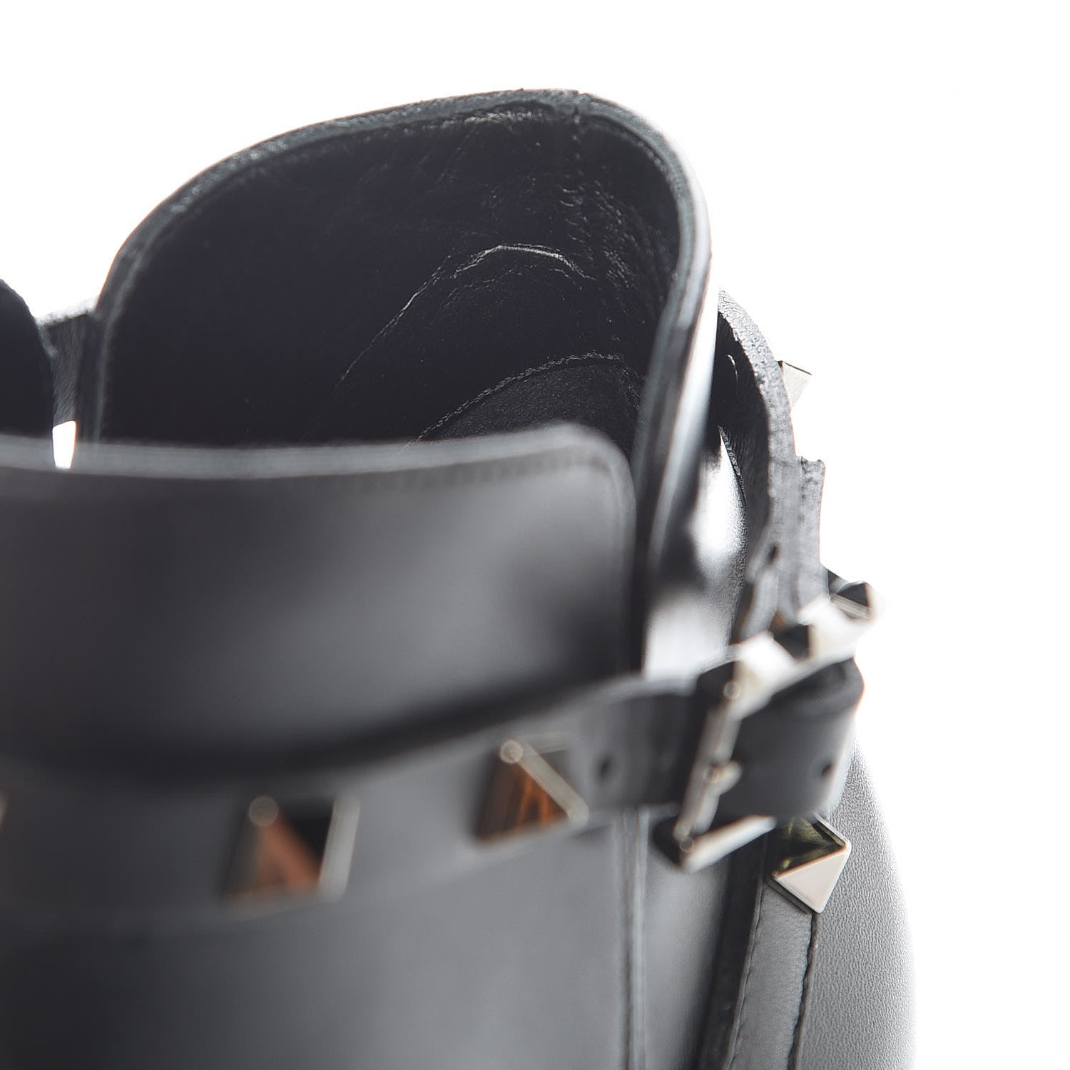 Valentino Garavani Calfskin Rockstud Double Buckle 100mm Ankle Boots 39 Black 8 of 13