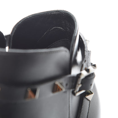 Valentino Garavani Calfskin Rockstud Double Buckle 100mm Ankle Boots 39 Black 8 of 13