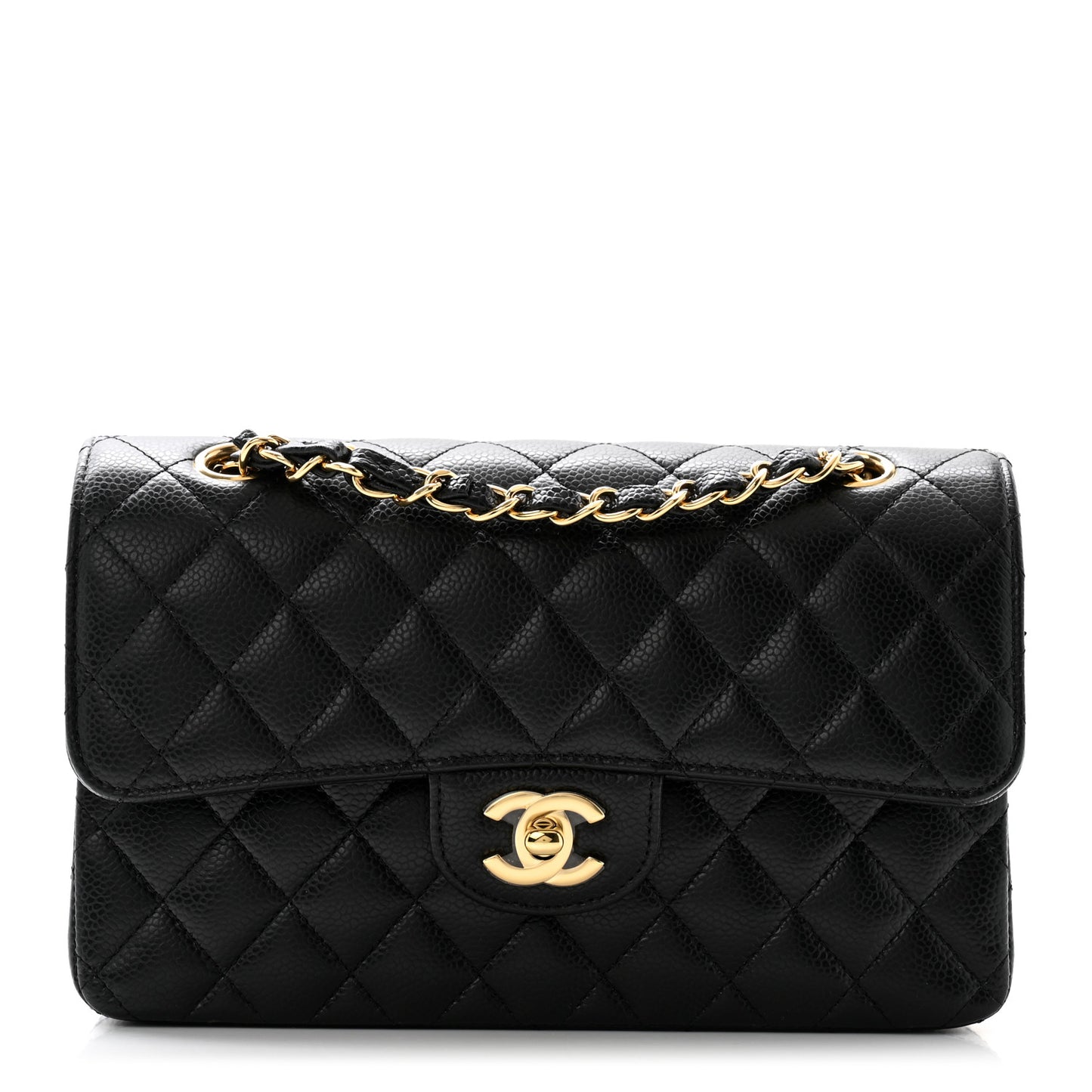 Caviar Quilted Small Double Flap Black