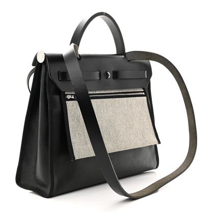Hermes Toile H Berline Vache Hunter Herbag Zip PM 31 Black Ecru 3 of 12