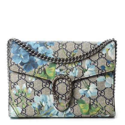 Gucci GG Supreme Monogram Blooms Mini Dionysus Chain Wallet Beige Blue Navy Vintage Blue 1 of 14