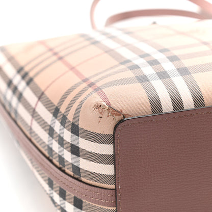 Burberry Grainy Calfskin Haymarket Check Medium Reversible Tote Light Elderberry 17 of 18