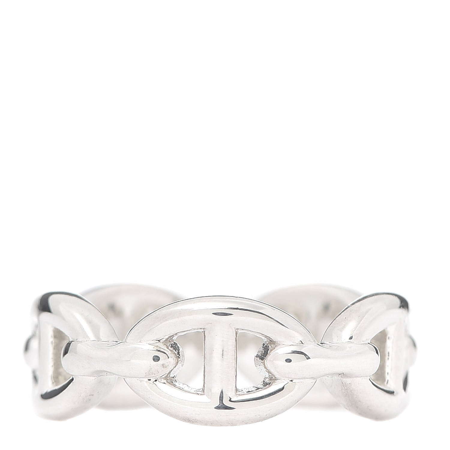 Hermes Sterling Silver PM Chaine d'Ancre Enchainee Band Ring 51 5.75 1 of 6