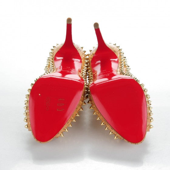 Christian Louboutin Shiny Cork Yolanda Spikes 120 Pumps 38 Natural 5 of 7