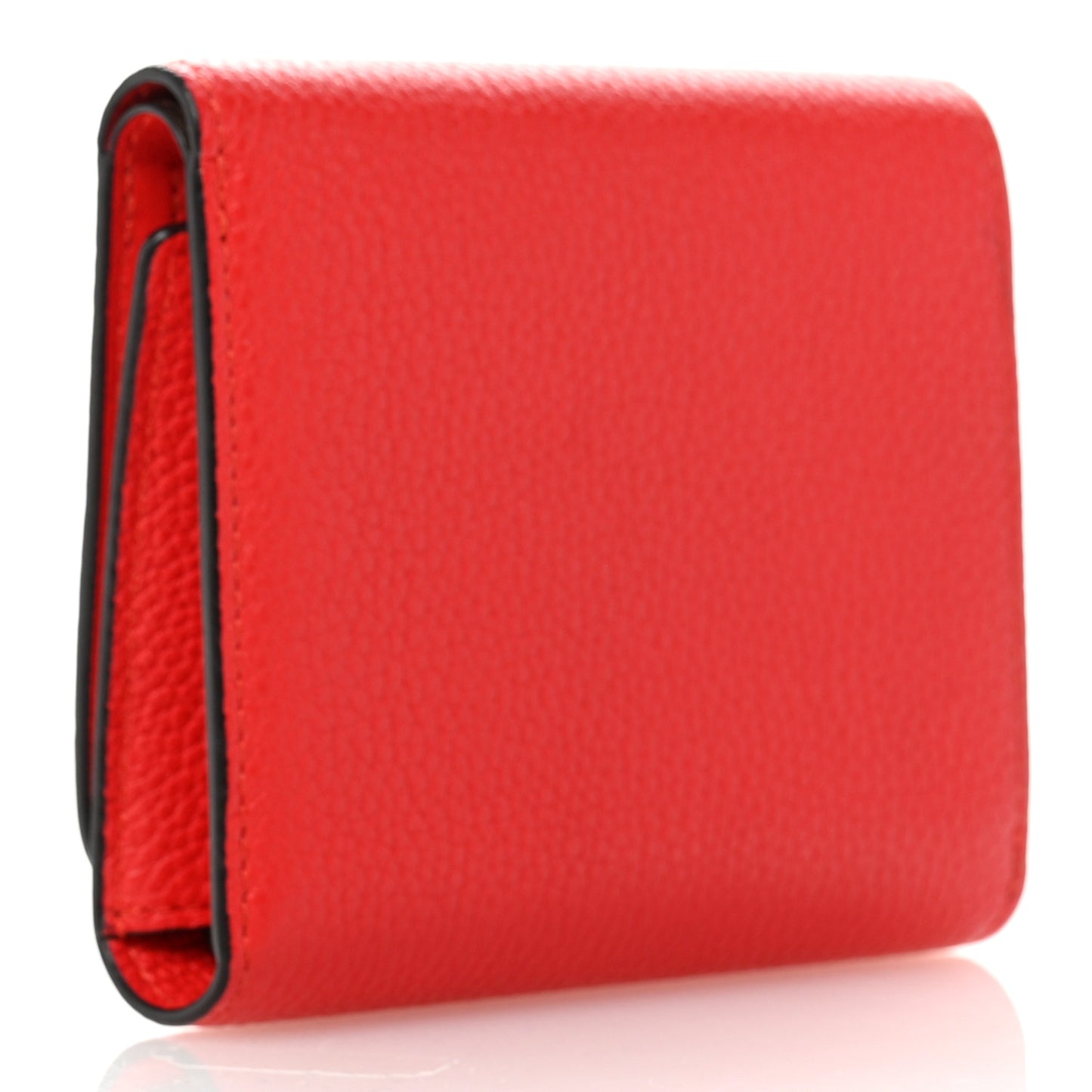Small Classic Grain Tri-fold Wallet Red