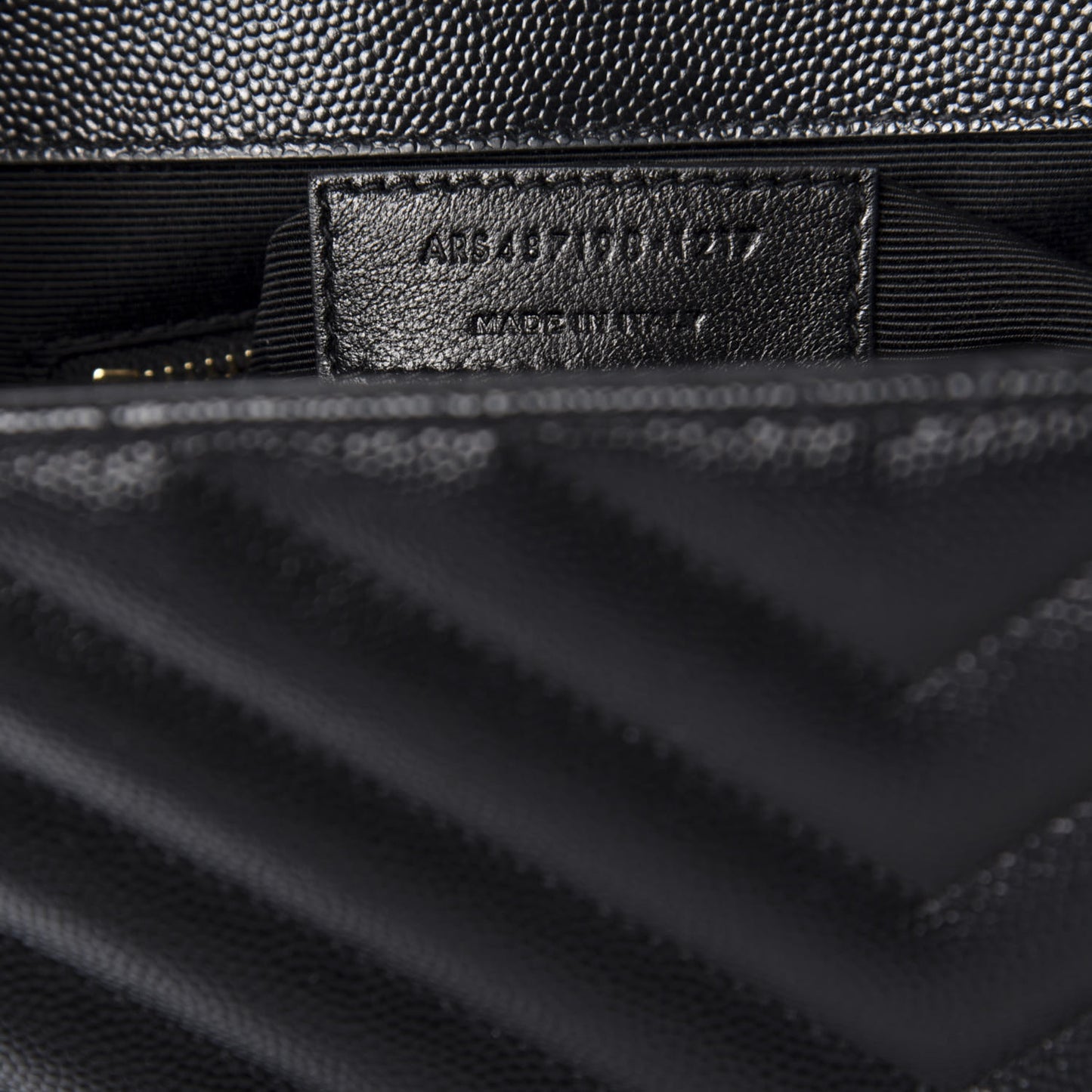 Grain De Poudre Matelasse Chevron Large Monogram Satchel Black