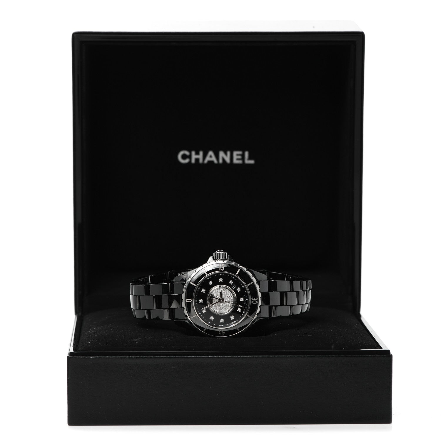 Chanel Stainless Steel Ceramic Diamond Dial 33mm J12 Quartz Watch Black 5 of 5