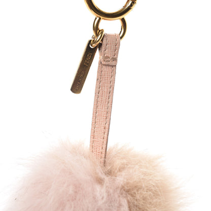 Fendi Fox Fur Vitello Elite Bi-Color Pom Pom Bag Charm Rosa Cammello Cipria 6 of 7