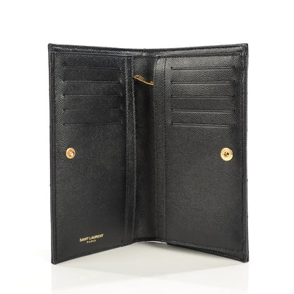 Saint Laurent Grain De Poudre Matelasse Chevron Monogram Flap Wallet Black 6 of 8