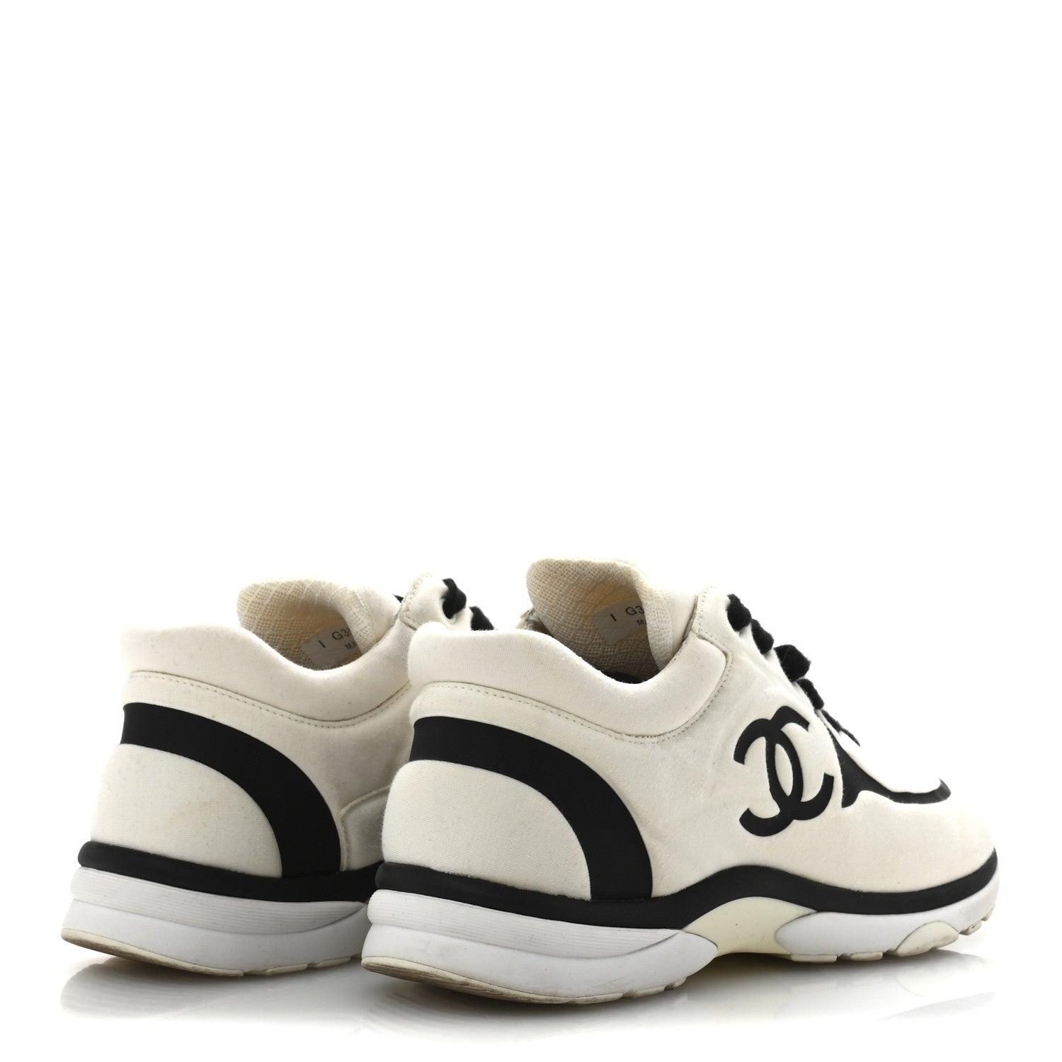 Chanel Nylon Suede Calfskin Womens CC Sneakers 39.5 White Black 5 of 9