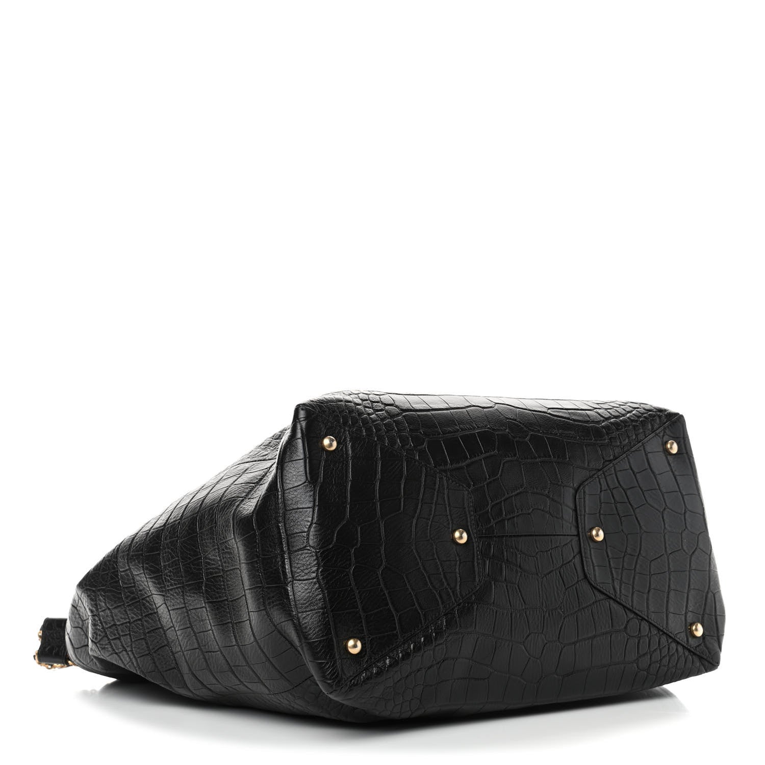 Chanel Calfskin Crocodile Embossed Large Cocodile Shopping Tote Black 3 of 4