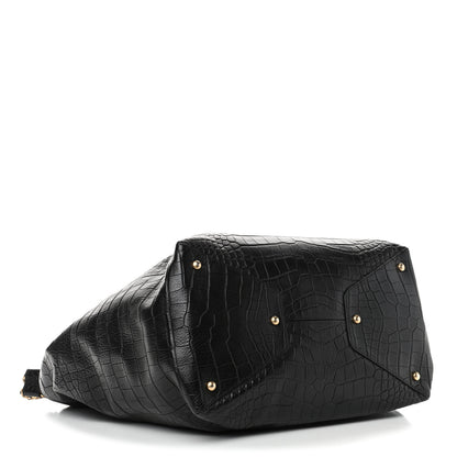 Chanel Calfskin Crocodile Embossed Large Cocodile Shopping Tote Black 3 of 4