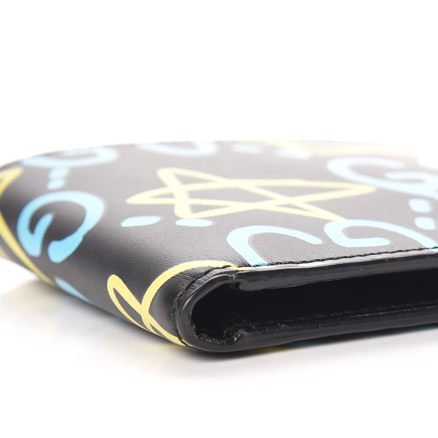 Gucci Calfskin GucciGhost Print Bi-Fold Wallet Black New Acquamarine 8 of 8