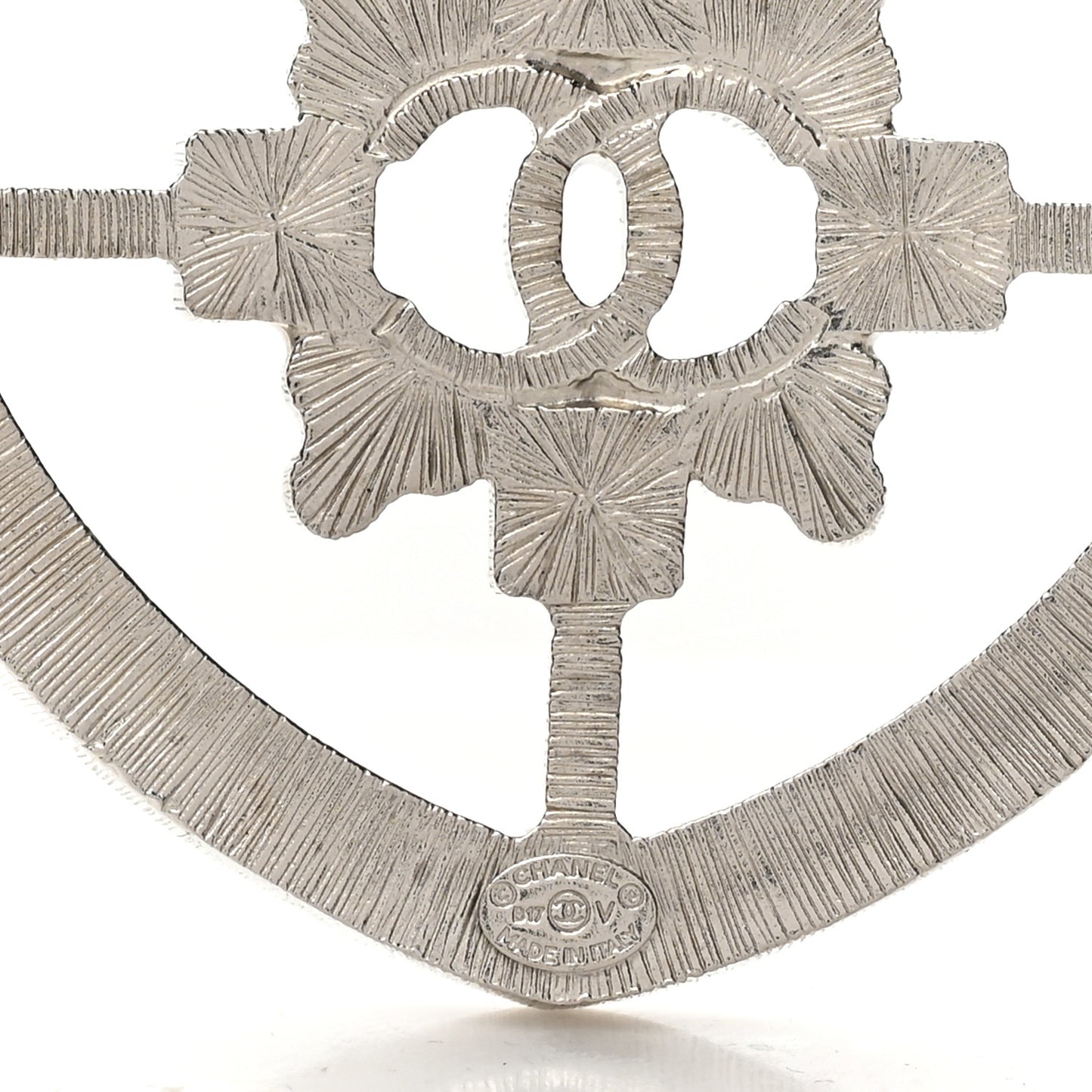 Swarovski Baguette Crystal CC Shield Brooch Silver