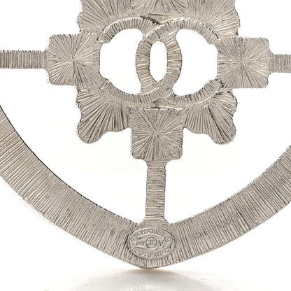 Chanel Swarovski Baguette Crystal CC Shield Brooch Silver 3 of 3