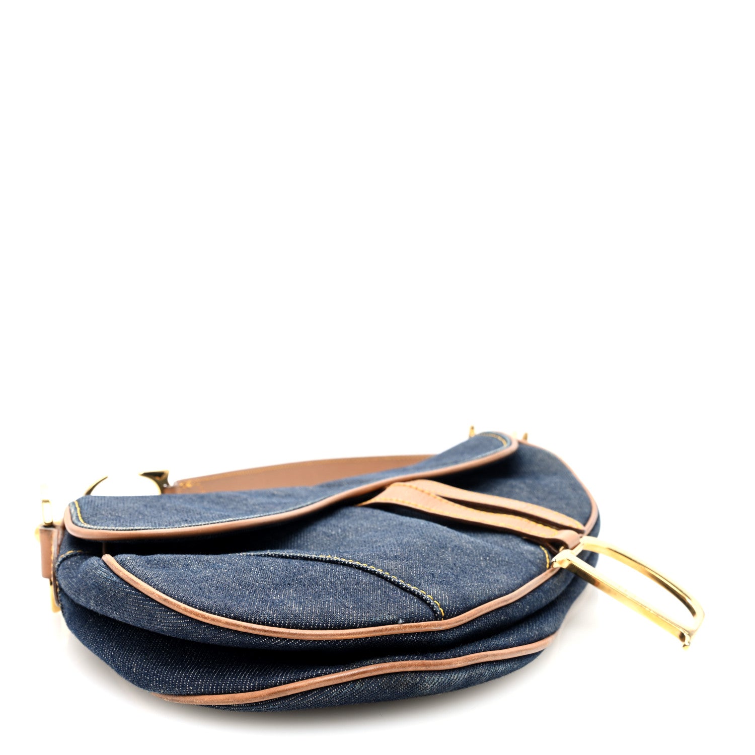 Christian Dior Denim Calfskin Saddle Bag Blue 4 of 10