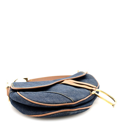 Christian Dior Denim Calfskin Saddle Bag Blue 4 of 10