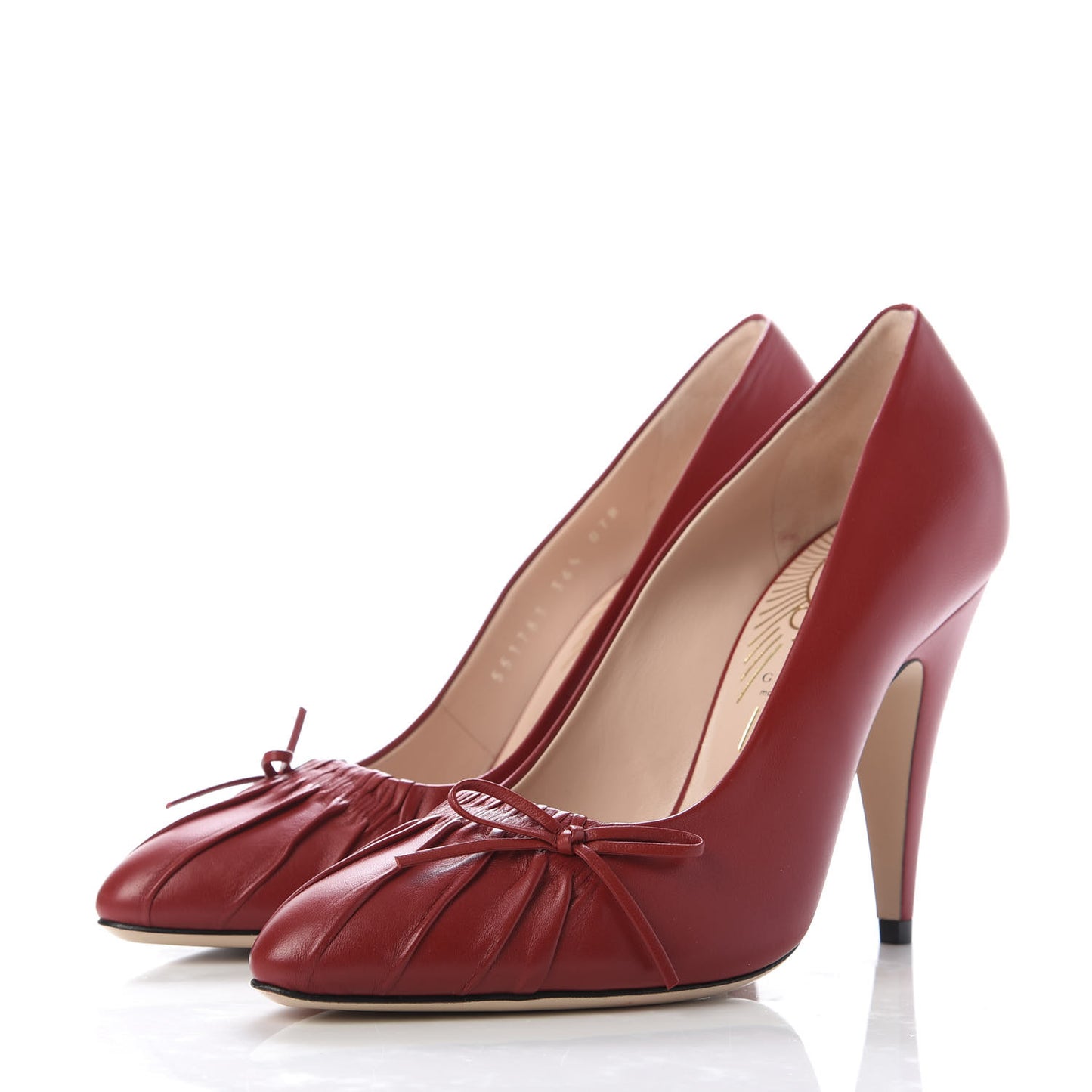 Nappa Bow High Heel Pumps 36.5 Hibiscus Red