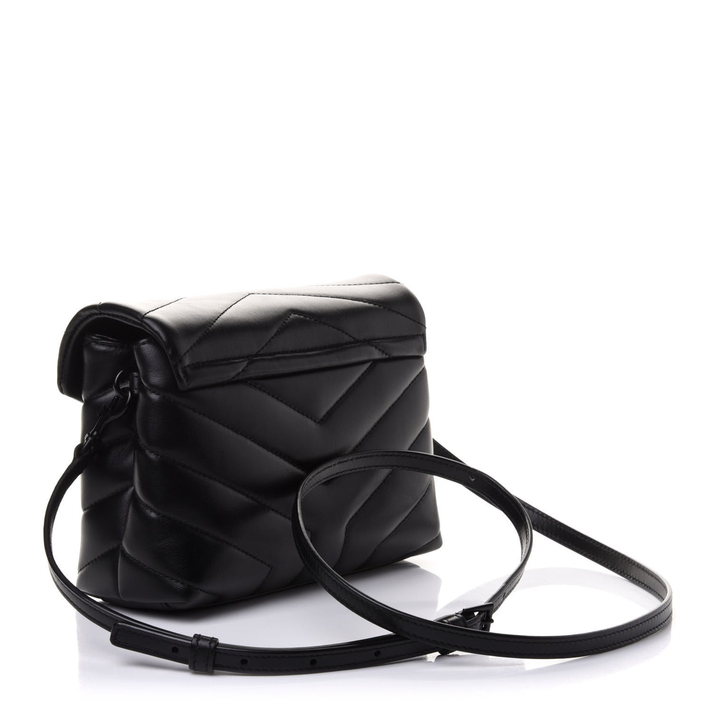 Calfskin Y Quilted Monogram Toy Loulou Crossbody Bag Black