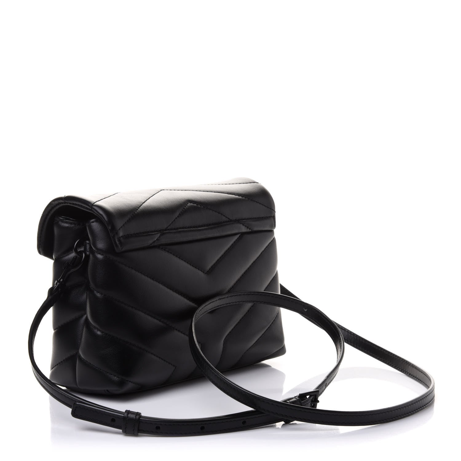 Saint Laurent Calfskin Y Quilted Monogram Toy Loulou Crossbody Bag Black 3 of 11