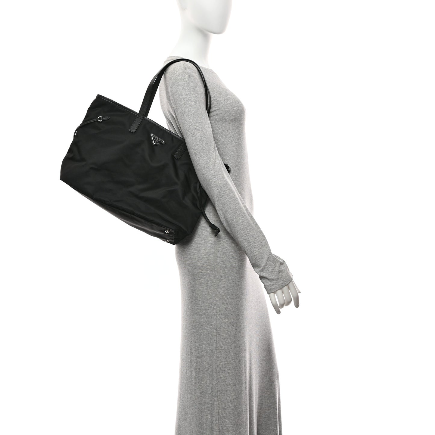 Tessuto Nylon Saffiano Shopping Tote Black