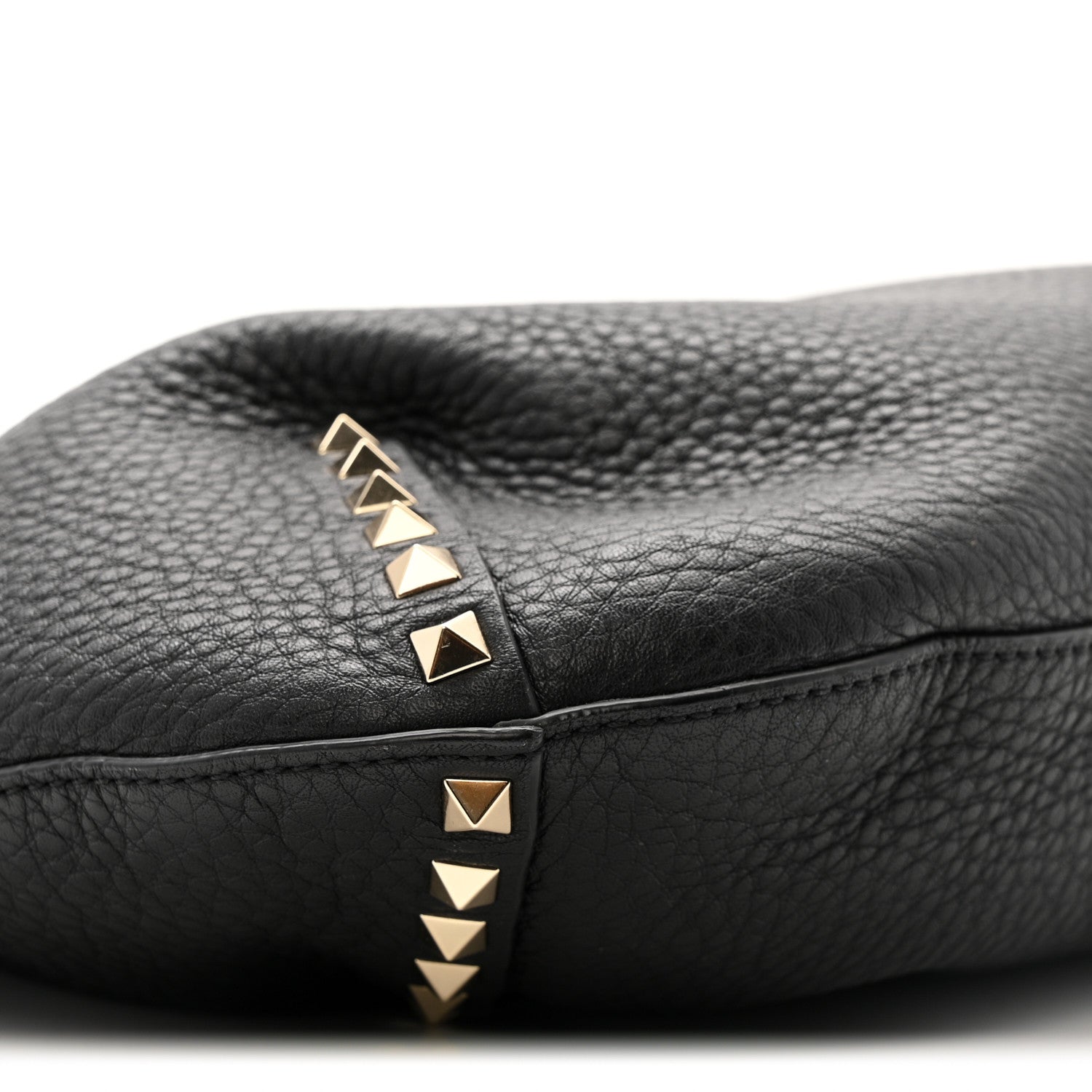 Valentino Garavani Grained Calfskin Large Rockstud Hobo Black 8 of 10