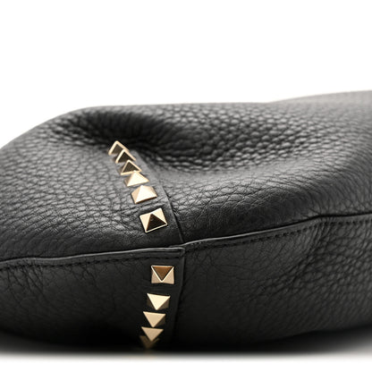 Valentino Garavani Grained Calfskin Large Rockstud Hobo Black 8 of 10