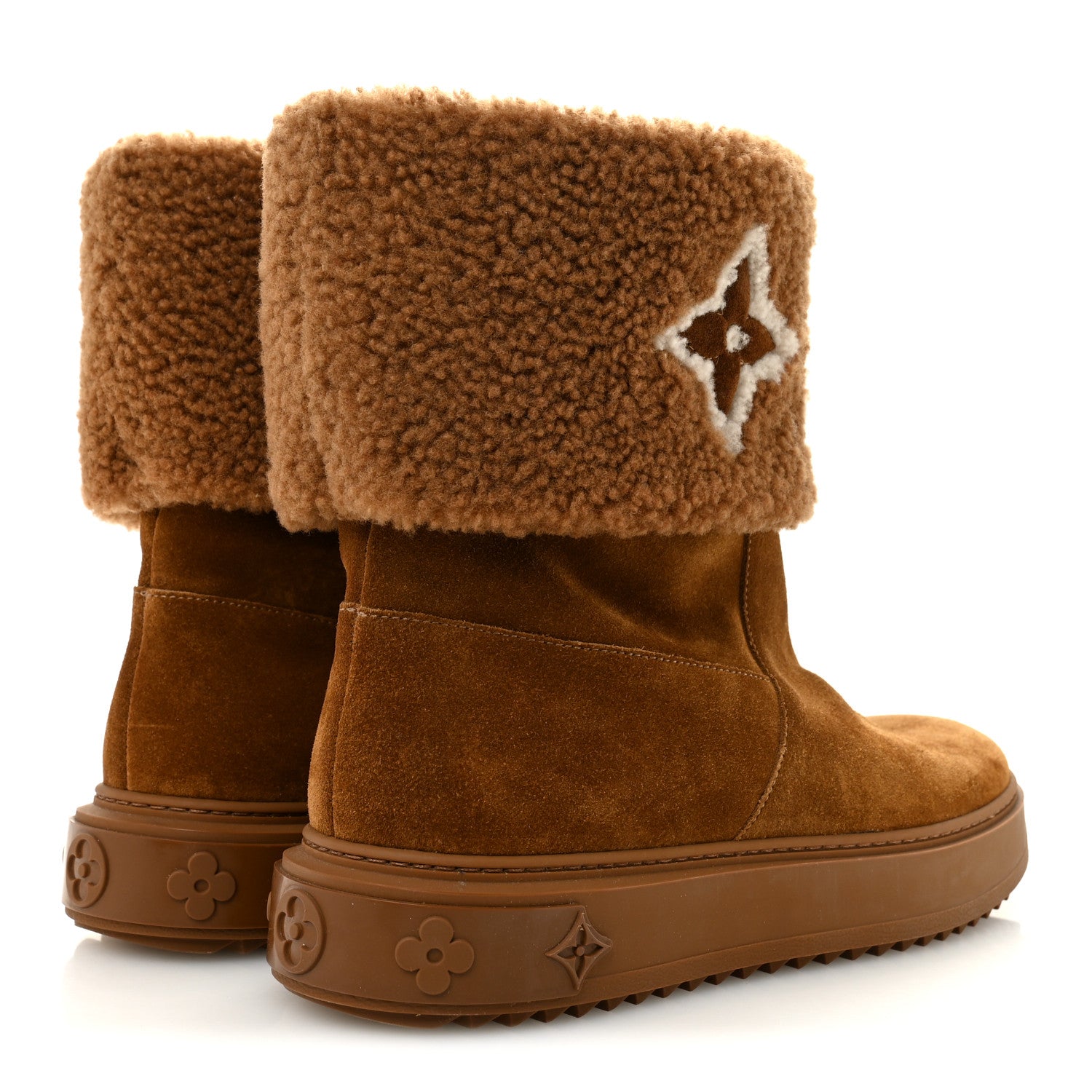 Louis Vuitton Suede Calfskin Shearling Snowdrop Flat Ankle Boot 40 Cognac 5 of 9