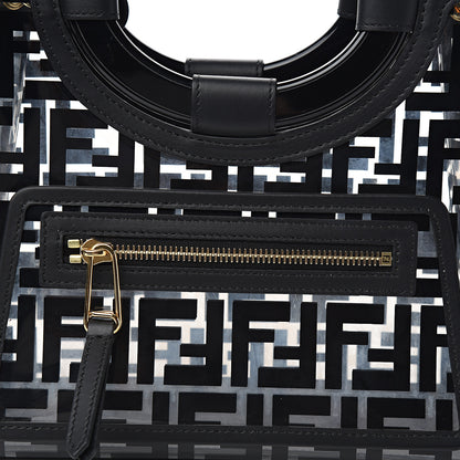 Fendi TPU FF Vitello Century Plexiglass Small Runaway Shopper Tote Black 8 of 8