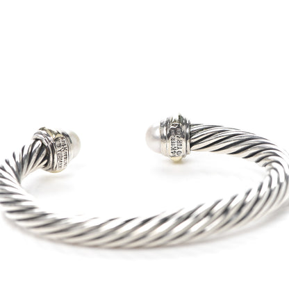David Yurman Sterling Silver 14K Yellow Gold Pearl 7mm Cable Classics Bracelet 5 of 5