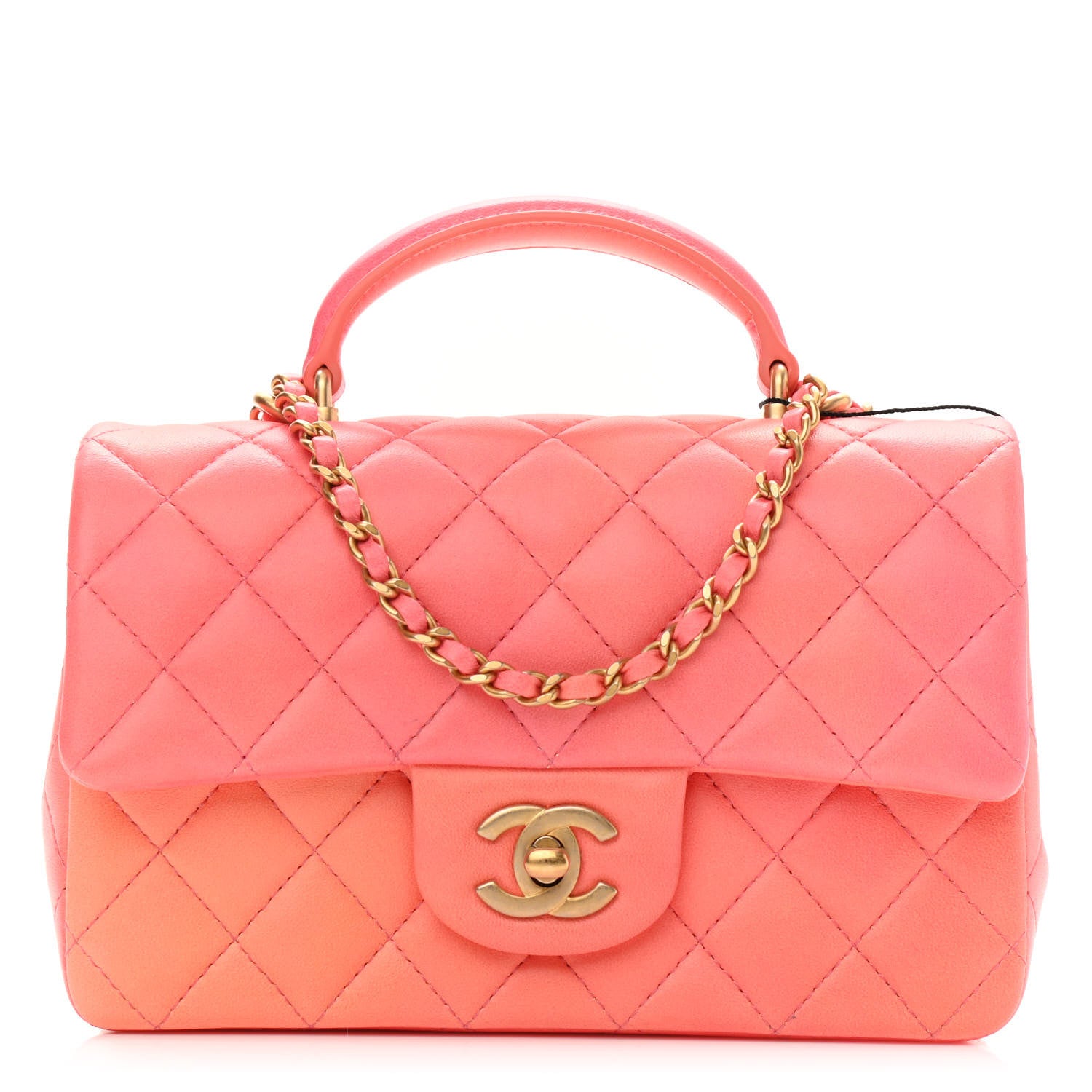 Chanel Lambskin Quilted Ombre Mini Top Handle Rectangular Flap Rose 1 of 10