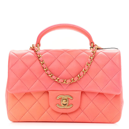 Chanel Lambskin Quilted Ombre Mini Top Handle Rectangular Flap Rose 1 of 10