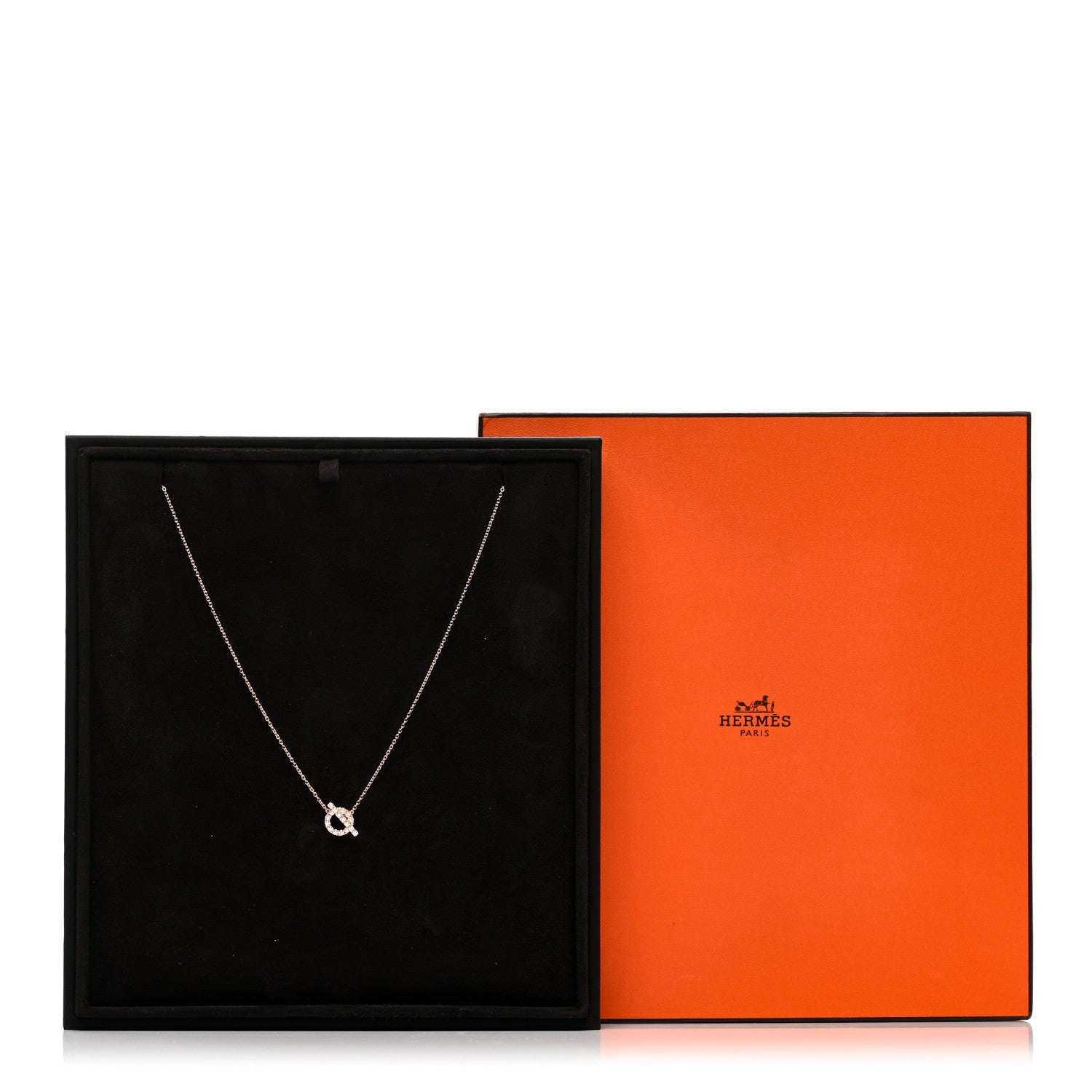 Hermes 18K Rose Gold Diamond Finesse Pendant Necklace 6 of 6