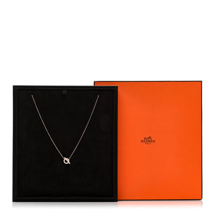 Hermes 18K Rose Gold Diamond Finesse Pendant Necklace 6 of 6