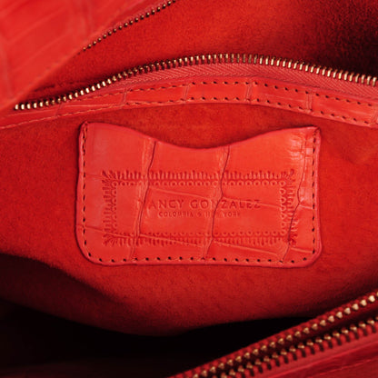 Nancy Gonzalez Crocodile Tote Coral 7 of 7