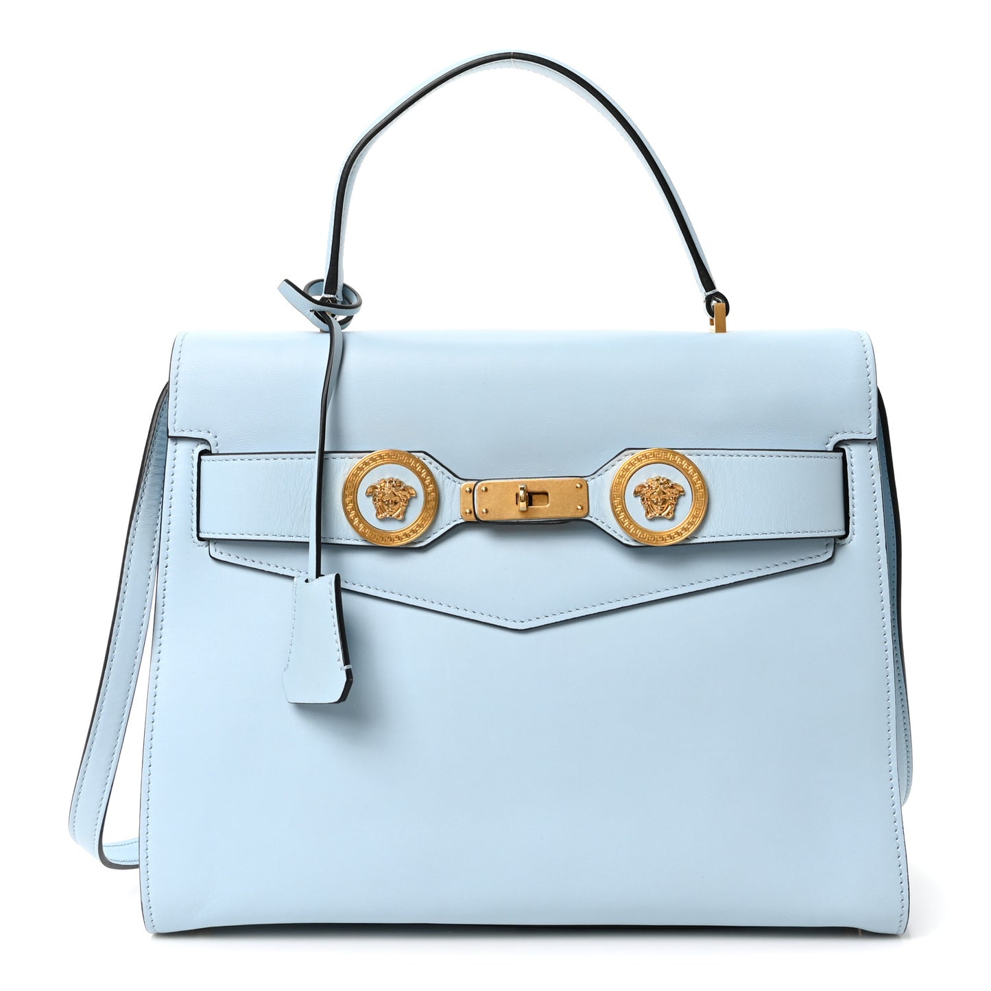Calfskin Icon Handbag Light Blue